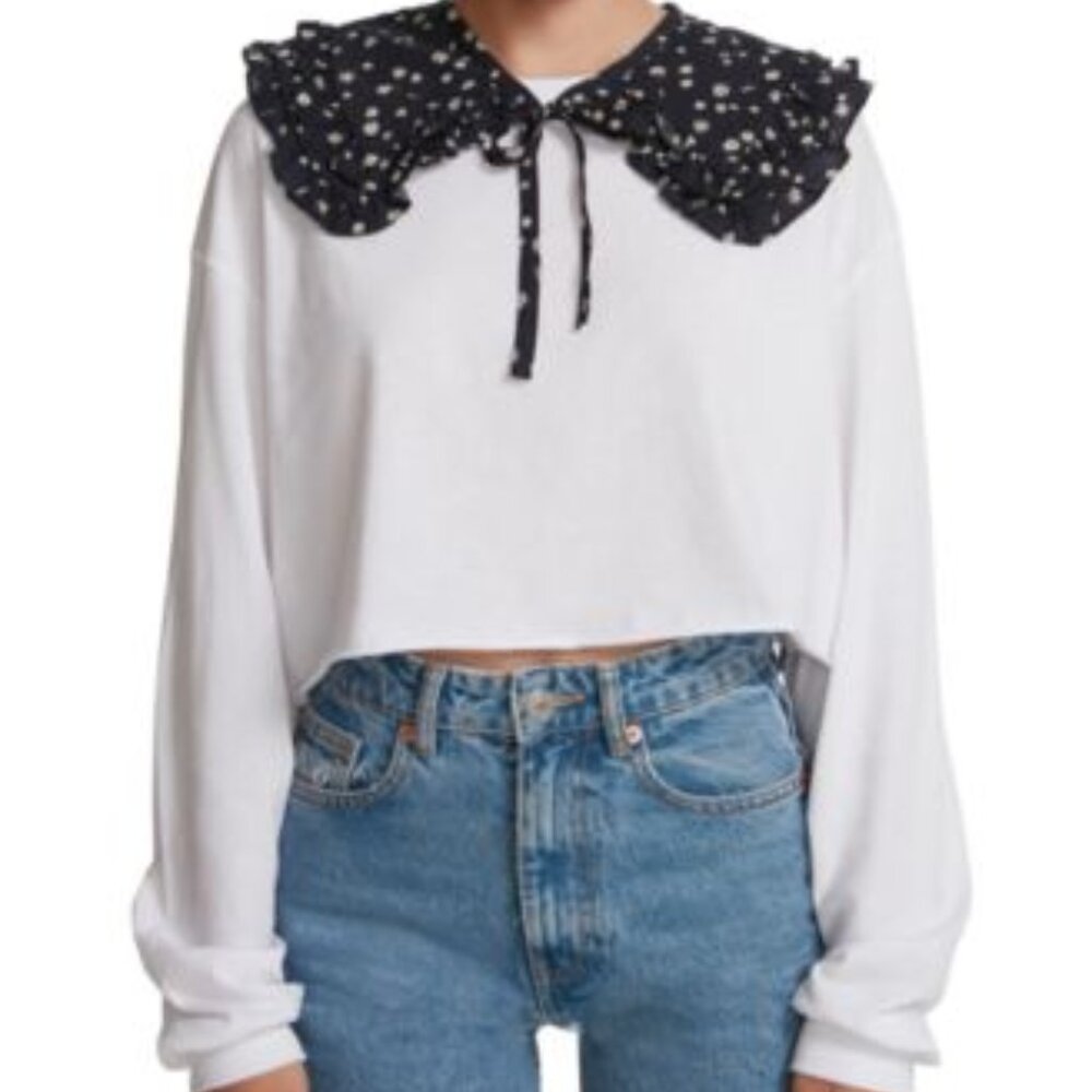 Steve Madden Tiered Floral Cotton Collar Navy ONE SIZE NWT